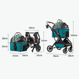 Detachable Pet Stroller Carrier for Cats/Dogs, Storage Basket for Medium Small Pets Puppy Stroller with Cup Holder, Easy Fold