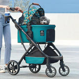 Detachable Pet Stroller Carrier for Cats/Dogs, Storage Basket for Medium Small Pets Puppy Stroller with Cup Holder, Easy Fold