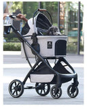 Detachable Pet Stroller Carrier for Cats/Dogs, Storage Basket for Medium Small Pets Puppy Stroller with Cup Holder, Easy Fold