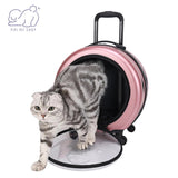 Dog Cat Trolley Suitcase Luggage with Wheels Carrying Transparent Suitcase Breathable Pet Cat Carrier Backpack Pet Stroller