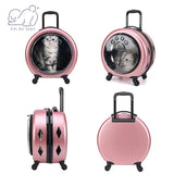 Dog Cat Trolley Suitcase Luggage with Wheels Carrying Transparent Suitcase Breathable Pet Cat Carrier Backpack Pet Stroller