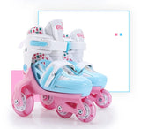 Double Line Roller Skates For Kids Adjustable 4-wheel Skating Shoes Professional PU Flashing Wheel Children Sneakers