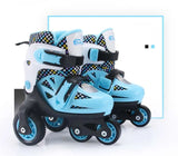 Double Line Roller Skates For Kids Adjustable 4-wheel Skating Shoes Professional PU Flashing Wheel Children Sneakers