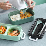 Double-layer Lunch Box Portable Compartment Food Box Microwave Lunch Box With Fork Chopsticks And Spoon Picnic Fresh Box