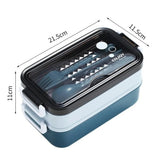 Double-layer Lunch Box Portable Compartment Food Box Microwave Lunch Box With Fork Chopsticks And Spoon Picnic Fresh Box