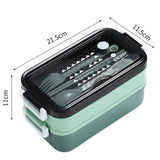 Double-layer Lunch Box Portable Compartment Food Box Microwave Lunch Box With Fork Chopsticks And Spoon Picnic Fresh Box