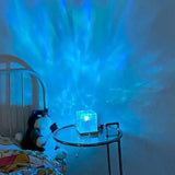 Dynamic Rotating Projector Night Light Crystal Water Ripple Projection Flame Bedroom Decor for Bedside Birthday Holiday Gift