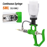 E Style 5ml/2ml/1ml Automatic Animal Continuous Metal Syringe Veterinary Equipment With Bottle Vaccination Double vaccine bottle