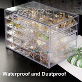 Earring Jewelry Box Acrylic Jewelry Storage Box Women's Ring Jewelry Display Box with 5 Drawers and 120 Small Compartment Trays