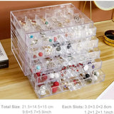 Earring Jewelry Box Acrylic Jewelry Storage Box Women's Ring Jewelry Display Box with 5 Drawers and 120 Small Compartment Trays