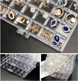 Earring Jewelry Box Acrylic Jewelry Storage Box Women's Ring Jewelry Display Box with 5 Drawers and 120 Small Compartment Trays