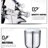 F-75 Spray Gun 1.5mm Nozzle with Cup Silver Handle Adjustable Color Spray Gun for Automotive Furniture Parts Painting