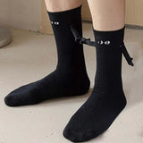 Fashion Funny Creative Magnetic Attraction Hands Black White Cartoon Eyes Couples Socks 1 Pair Club Celebrity Couple Socks