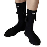 Fashion Funny Creative Magnetic Attraction Hands Black White Cartoon Eyes Couples Socks 1 Pair Club Celebrity Couple Socks