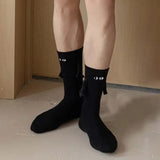 Fashion Funny Creative Magnetic Attraction Hands Black White Cartoon Eyes Couples Socks 1 Pair Club Celebrity Couple Socks