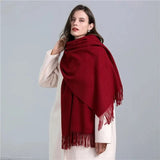 Fashion Solid Winter Cashmere Blanket Scarf Thick Warm Simple Pashmina Shawl Wraps Bufanda With Tassel Travel Poncho Echarpe