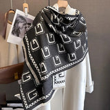 Fashion Warm Letter Print Cashmere Shawl Scarf 2023 New Women Thick Pashmina Blanket Winter Wraps Poncho Bufanda Tassel Echarpe