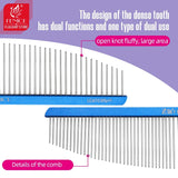 Fenice Moon Style Comb Pet Grooming Single Comb Aluminum Metal Comb for Dogs Stainless Steel Pet Dog Cat Pin Comb Hair Brush