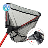 Fishing Net Folding Fishing Brail Blue Soft Rubber Landing Net Eva Handle Fishing Nets Tools Fish Nets Accessories