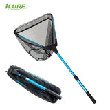 Fishing Net Folding Fishing Brail Blue Soft Rubber Landing Net Eva Handle Fishing Nets Tools Fish Nets Accessories