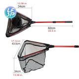 Fishing Net Folding Fishing Brail Blue Soft Rubber Landing Net Eva Handle Fishing Nets Tools Fish Nets Accessories