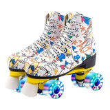 Flashing Roller Skates Shoes Kids Adult Double Row Skates Quad 4 Wheels Skating Rink Sliding Training Outdoor Sports Unisex Gift