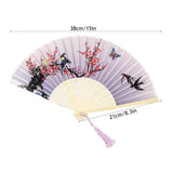 Foldable Hand Fan Japanese Silk Folding Fans Bamboos Chinese Fan Antiquity With Tassels Small Dance Fan For Student Hanfu