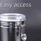 Food Sealed Box 304 Stainless Steel Sealed Storage Jar Multigrain Storage Box Spice Coffee Storage Jar Fresh-Keeping Tank