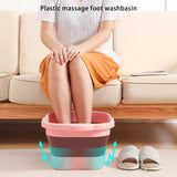 Foot Bath Basin Folding Massage Footbath Tub Large Capacity Spa Outdoor Travel Camping Bucket with Handle Light Pink