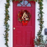 Front Door Christmas Wreath Indoor Outdoor Wreath With LED Lantern Rattan Holly Weaving Wreath For Bedroom Front Door Wall