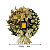 Front Door Christmas Wreath Indoor Outdoor Wreath With LED Lantern Rattan Holly Weaving Wreath For Bedroom Front Door Wall