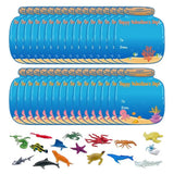 Fun Valentine Exchange Cards 32Pcs Sea Animal Toys Exchange Cards With Ocean Figurines Party Favor Toys Creative Classroom Prize
