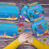 Fun Valentine Exchange Cards 32Pcs Sea Animal Toys Exchange Cards With Ocean Figurines Party Favor Toys Creative Classroom Prize