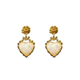 Gold Rose Glossy Peach Heart 925 Silver Needle Earrings Wedding Earrings Jewelry for Women and Girls