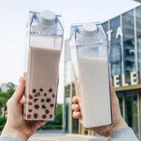Plastic Milk Carton Transparent Portable Milk Carton Water Bottle Square juice Bottle Drinker suitable for Outdoor Hiking Travel