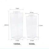 Plastic Milk Carton Transparent Portable Milk Carton Water Bottle Square juice Bottle Drinker suitable for Outdoor Hiking Travel