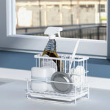 Multifunctional storage basket Sink Caddy Organizer Countertop Sponge Brush Soap Holder with Drain Pan  for Kitchen