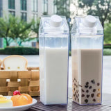 Plastic Milk Carton Transparent Portable Milk Carton Water Bottle Square juice Bottle Drinker suitable for Outdoor Hiking Travel
