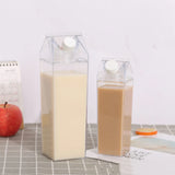 Plastic Milk Carton Transparent Portable Milk Carton Water Bottle Square juice Bottle Drinker suitable for Outdoor Hiking Travel