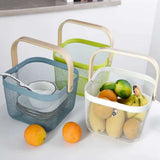 Multi-purpose Baskets Hanging Storage Basket Mesh Metal Storage Bins with Wooden Handles for Cabinets, Cupboards, Bathroom