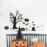 Halloween Door Cling Sticker Black Branch Pumpkin Spooky Clings Decals Halloween Window Decals Scary Party Decorations For Door