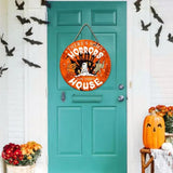 Halloween Door Sign Fadeless Wood Ghost Sign With Spraying Process Haunted House Ornament For Living Room Balcony Farmhouse