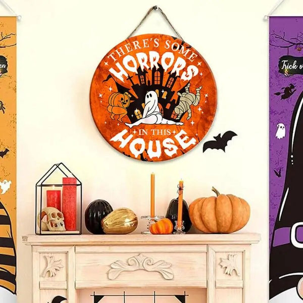Halloween Door Sign Fadeless Wood Ghost Sign With Spraying Process Ha ...
