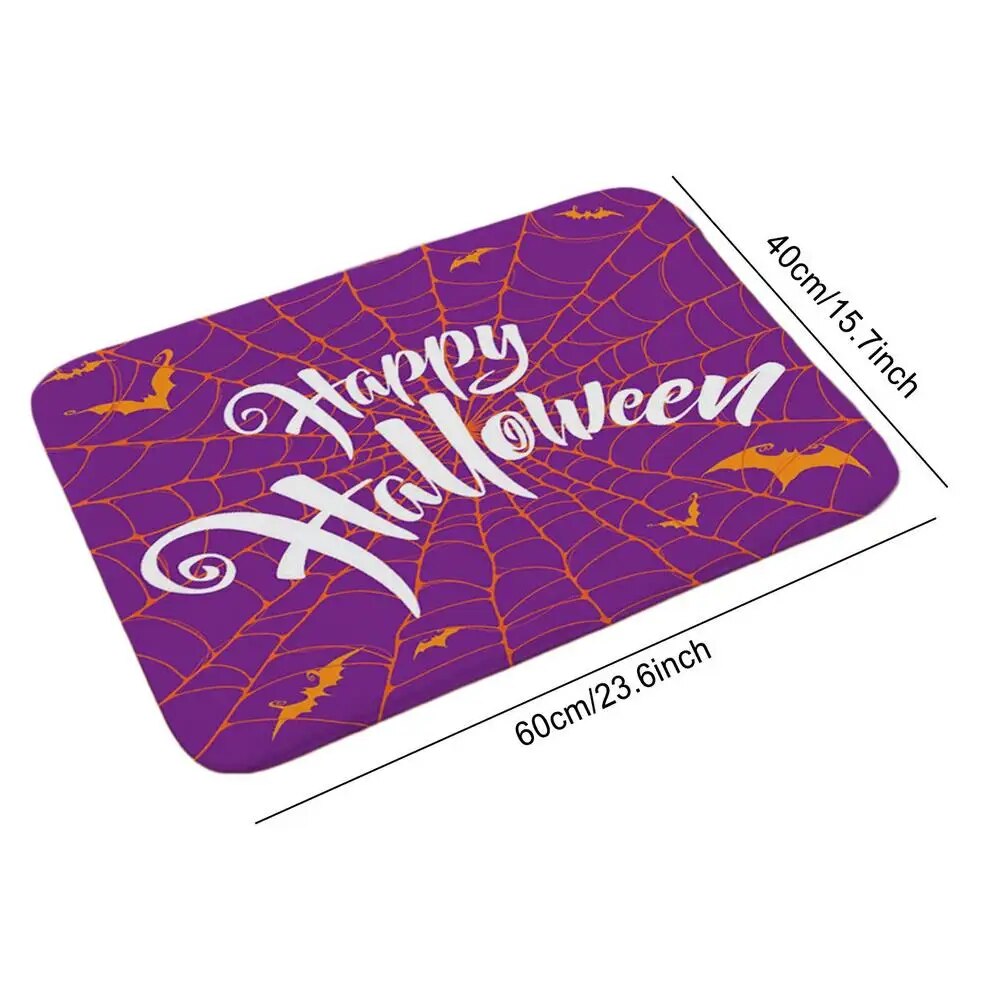 Halloween Entrance Mat Decorative Spider Web Floor Door Rug Washable & Reusable Outdoor Front Door Mat Halloween Decoration