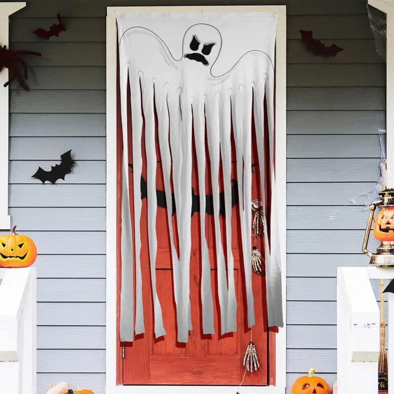 Halloween Sidelight Curtains Window Decorations Hang Door Curtains For Halloween Reusable Halloween Front Door Curtains Decor