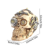 Halloween Skeleton Statue Resin Skull Doll Sculpture Portable Skull Head Statue Display Hand Crafts Collectible Halloween Decor