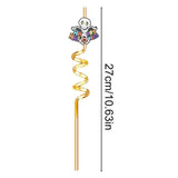Halloween Straws Reusable Beverage Drinking Straws With Cartoon Patterns Halloween Decoration Supplies For Themed Events Home