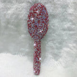 Handmade Diamonds Wooden Handle Massage Hair Brush Crystal Airbag Comb Portable Compact Mirror Hand Held Makeup Mirror For Women