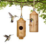 Hang Hummingbird Nesting House Wood Nest For Humming Bird Outside Reusable Wooden Hummingbird House Not Easy To Deform For
