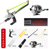 Hunting Fish Straight Rod Precision Telescopic Catapult Slingshot with Laser Fishing Reel High Power Shooting Outdoor Tools